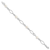 Sterling Silver Rhodium Freshwater Cultured Pearl Bracelet